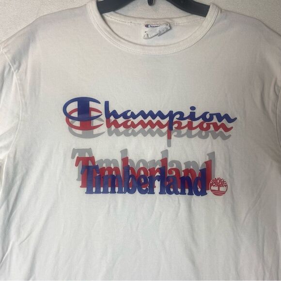 Champion X Timberland White Long Sleeve Graphic Shirt Size Large - Picture 5 of 12